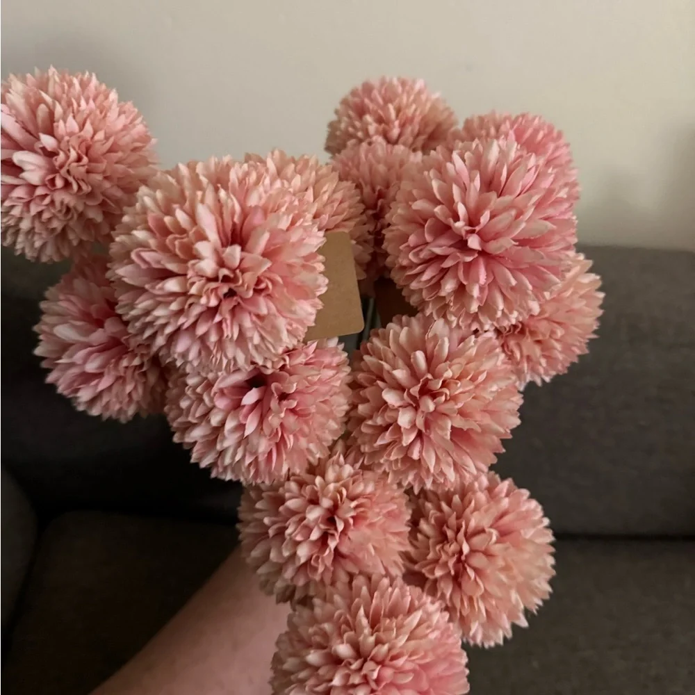New set of 14/ Pink Floral  Pom Pom pics Bouquet - Home Accents